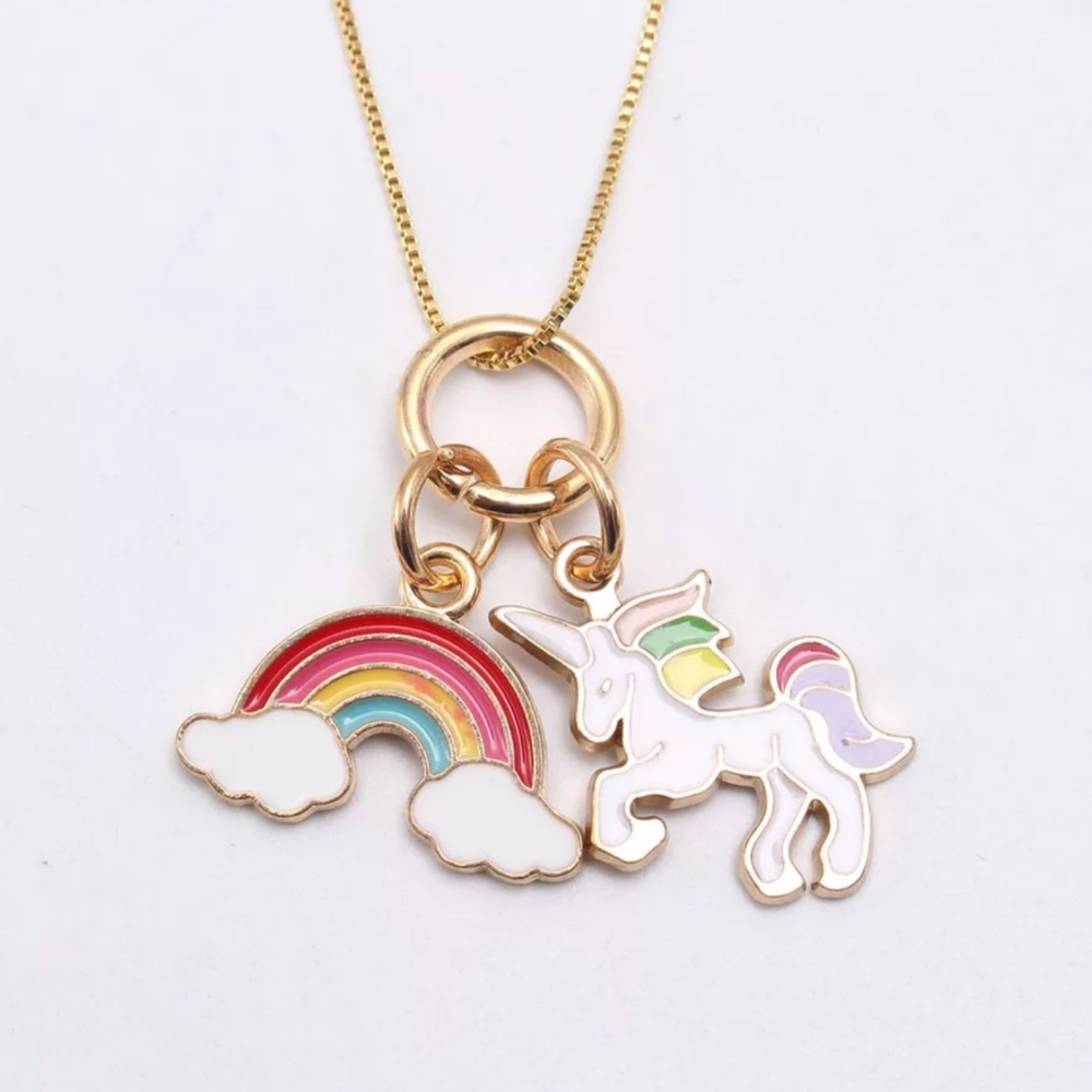 💝HP💝 Unicorn Kids Long Chain Necklace rainbow - Picture 5 of 8